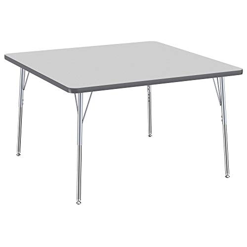 Maple Top and Navy Edge Standard Legs with Swivel Glides for Collaborative Seating Environments Adjustable Height 19-30 inches 48 x 72 inch FDP Kidney Activity School and Office Table